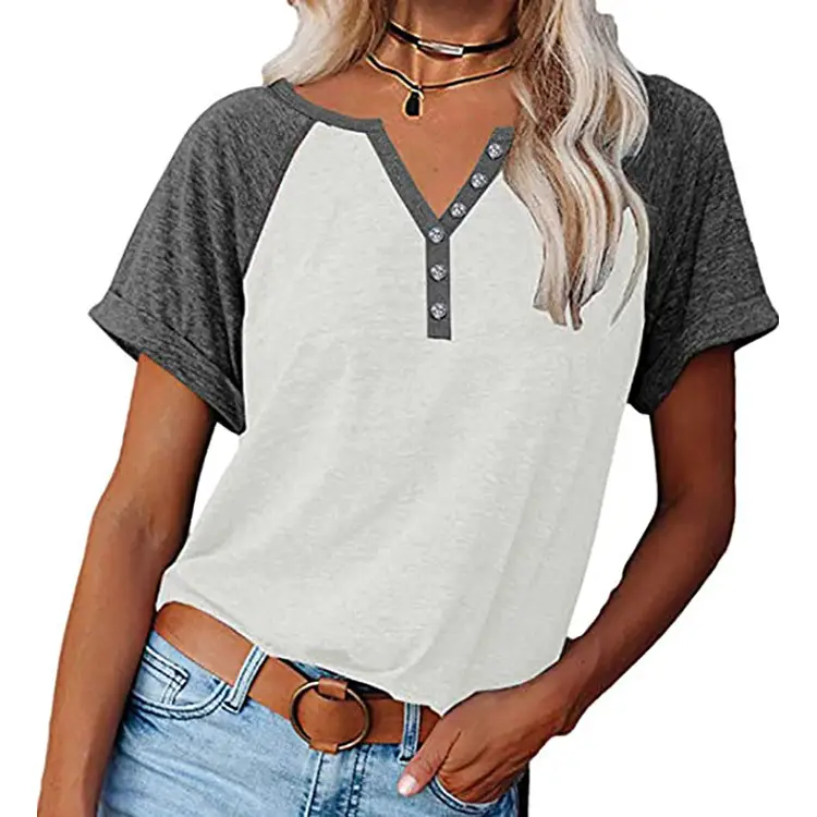 2025 Women Green V-Neck T-Shirt Plus Size - Image 5