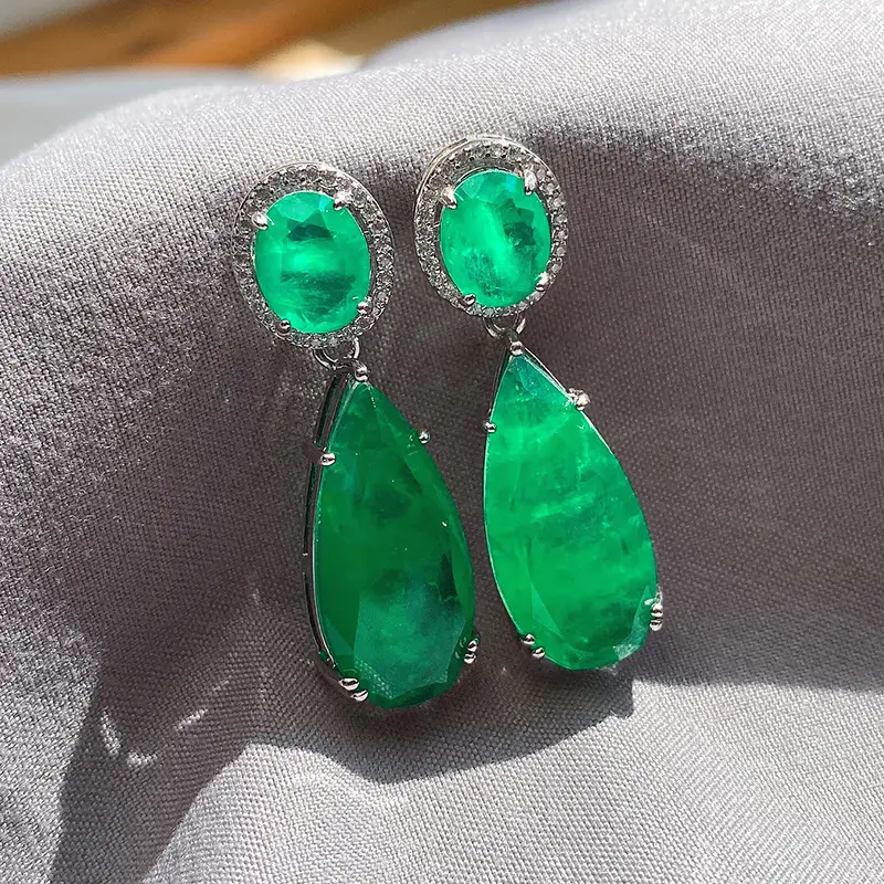 Blue Paraíba Emerald Water Drop Earrings for Women