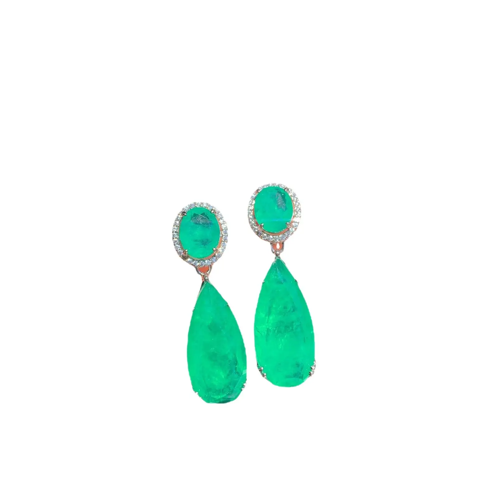 Blue Paraíba Emerald Water Drop Earrings for Women
