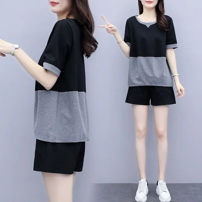 Women Plus Size Black Grey Shorts Set Summer 2026 - Image 3