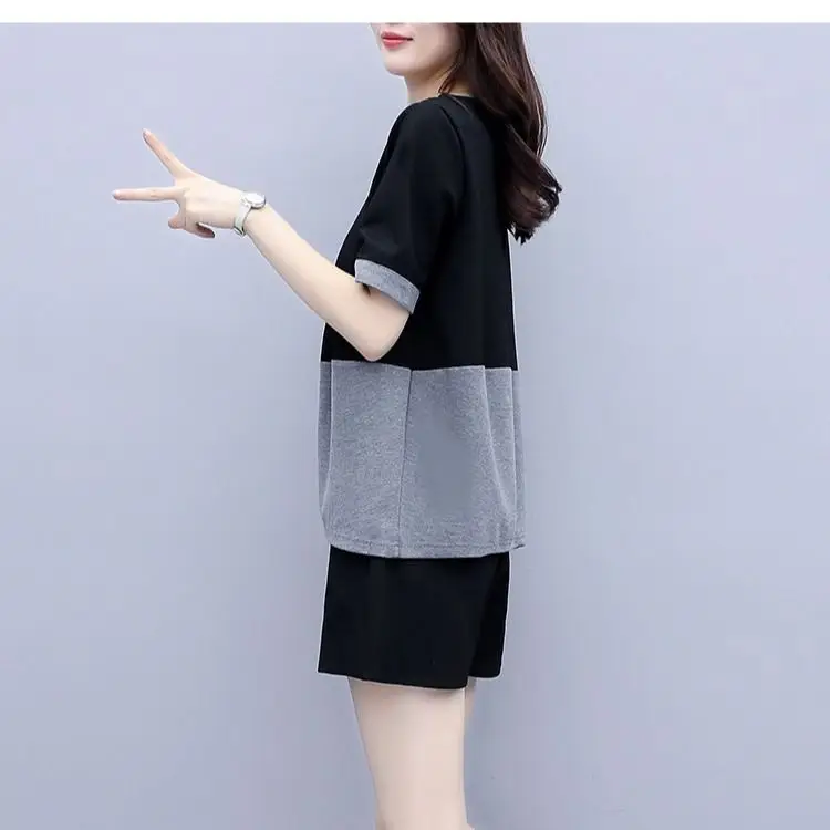 Women Plus Size Black Grey Shorts Set Summer 2026 - Image 4