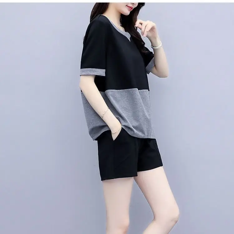 Women Plus Size Black Grey Shorts Set Summer 2026 - Image 5