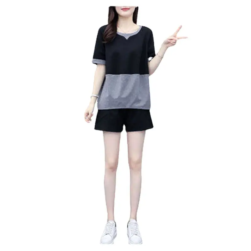Women Plus Size Black Grey Shorts Set Summer 2026 - Image 6