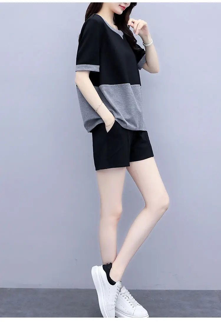 Women Plus Size Black Grey Shorts Set Summer 2026 — feature 5
