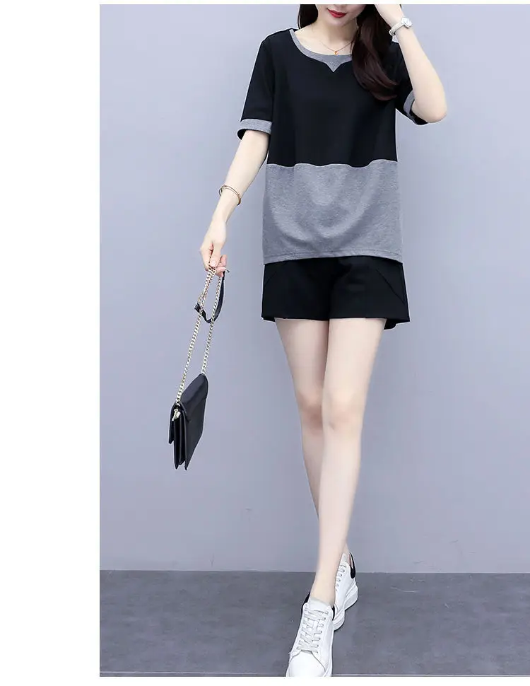 Women Plus Size Black Grey Shorts Set Summer 2026 — feature 7