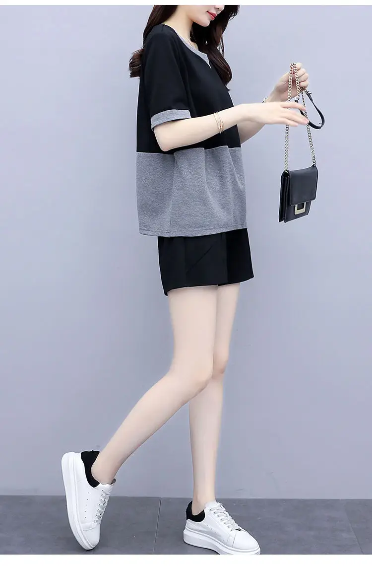 Women Plus Size Black Grey Shorts Set Summer 2026 — feature 9