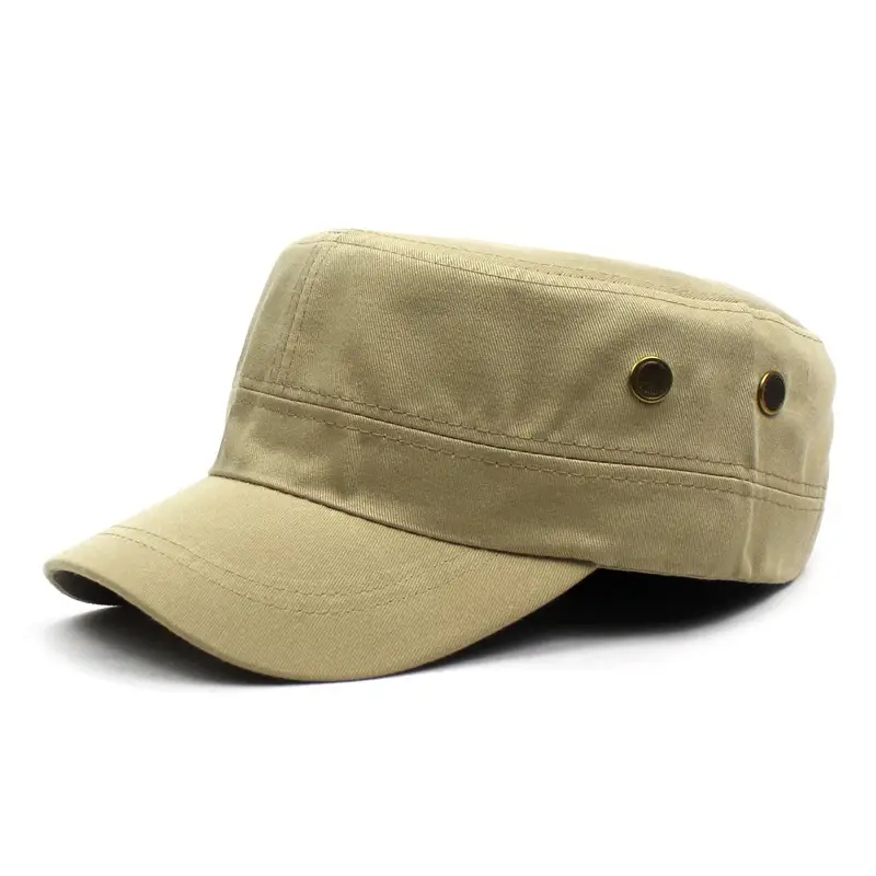 Men's Pure Color Cotton Sun Hat Two Hole Flat Top