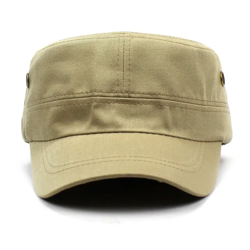 Men's Pure Color Cotton Sun Hat Two Hole Flat Top