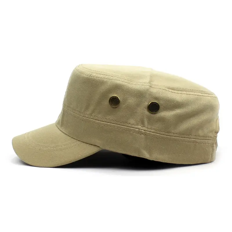 Men's Pure Color Cotton Sun Hat Two Hole Flat Top