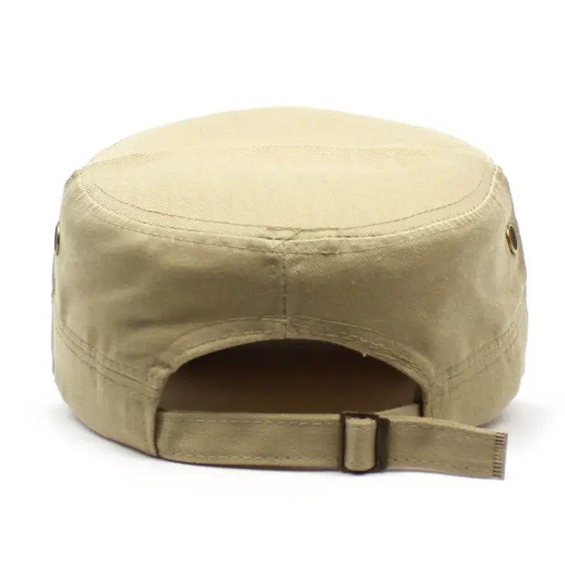 Men's Pure Color Cotton Sun Hat Two Hole Flat Top