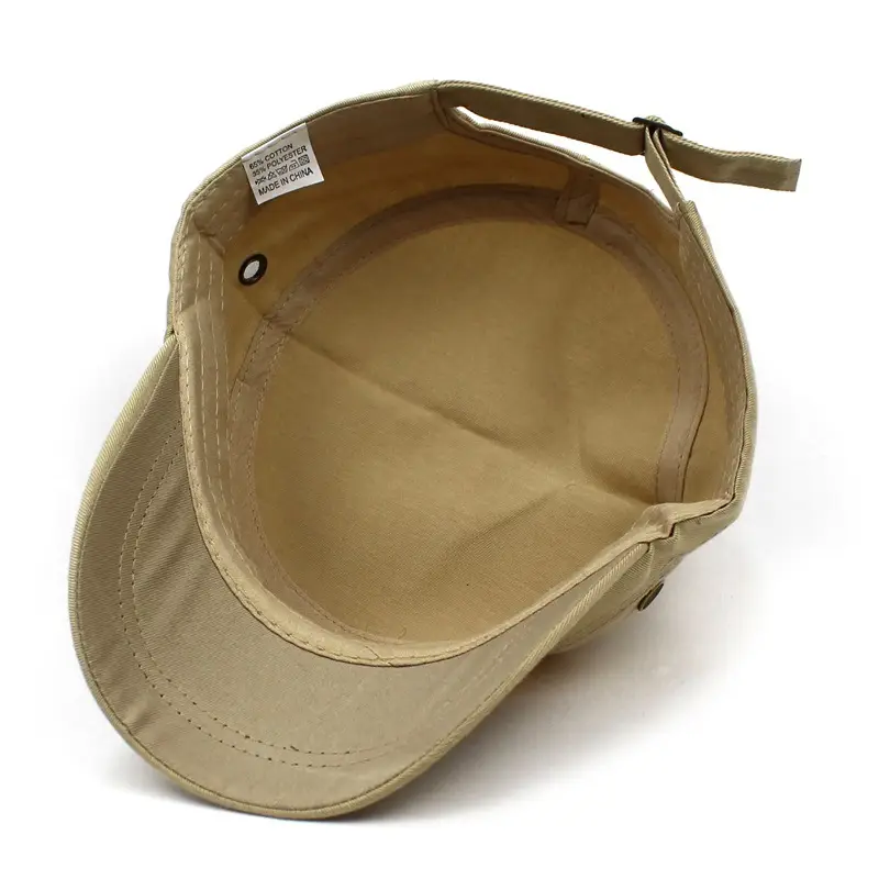 Men's Pure Color Cotton Sun Hat Two Hole Flat Top