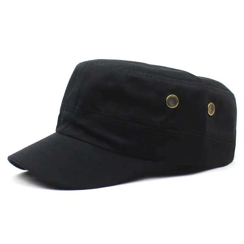 Men's Pure Color Cotton Sun Hat Two Hole Flat Top