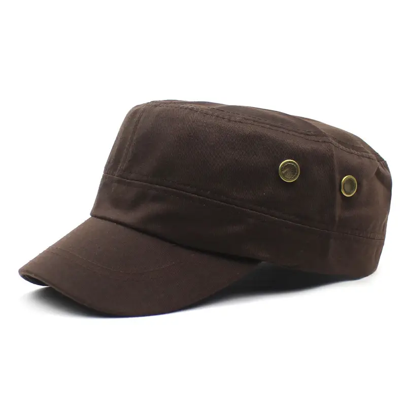 Men's Pure Color Cotton Sun Hat Two Hole Flat Top