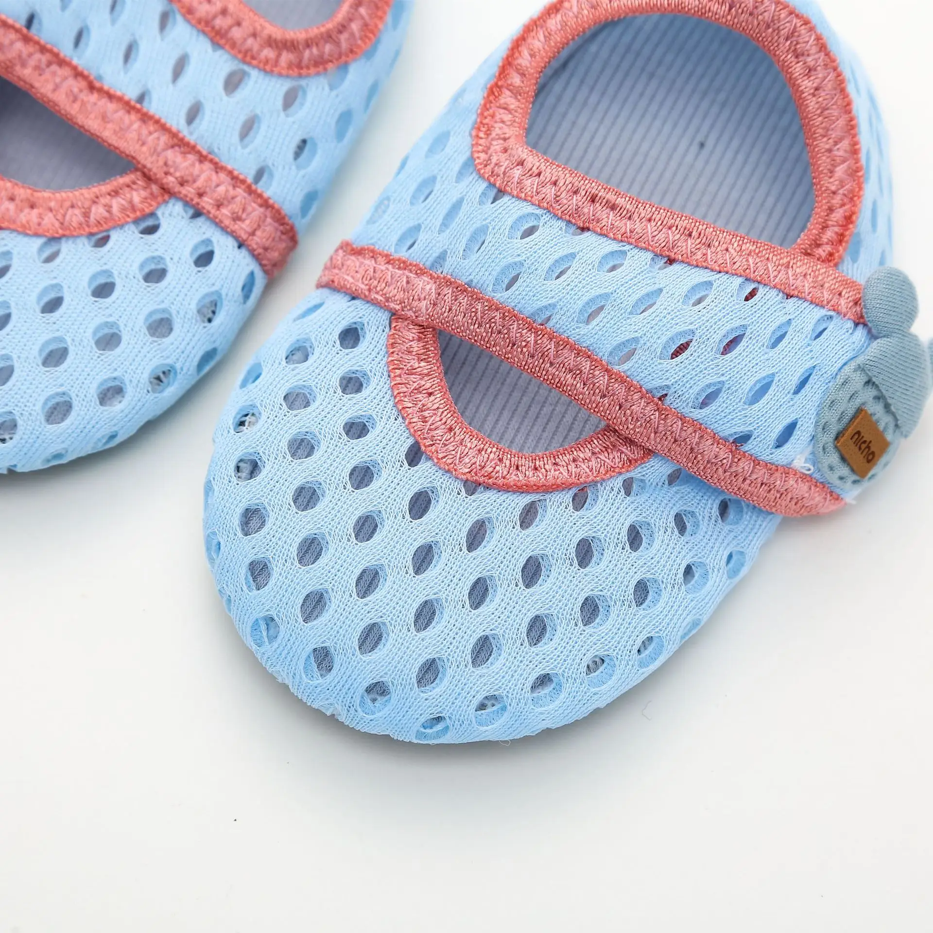 Breathable Mesh Toddler Socks Light Blue Orange - Image 7