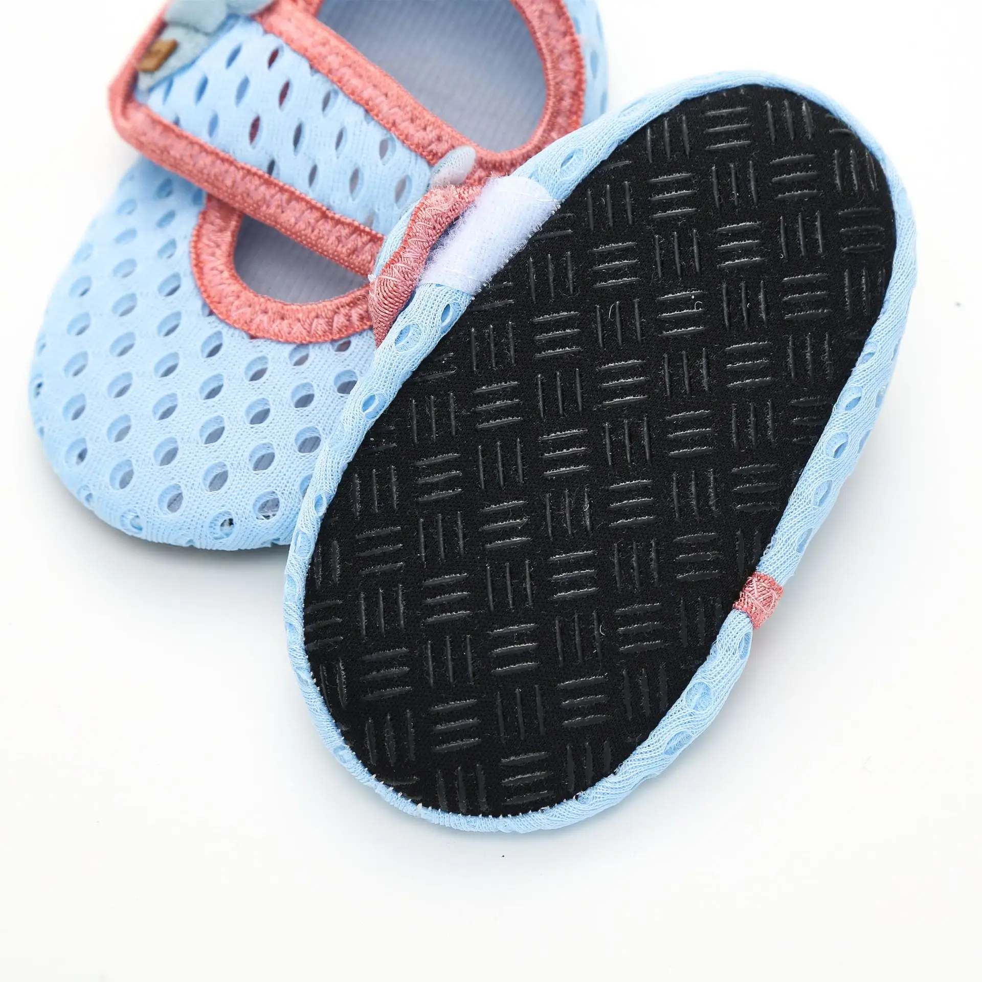 Breathable Mesh Toddler Socks Light Blue Orange - Image 8