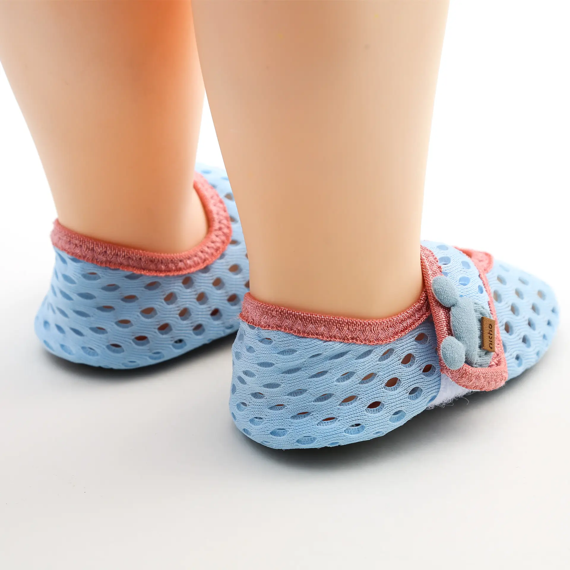 Breathable Mesh Toddler Socks Light Blue Orange - Image 9