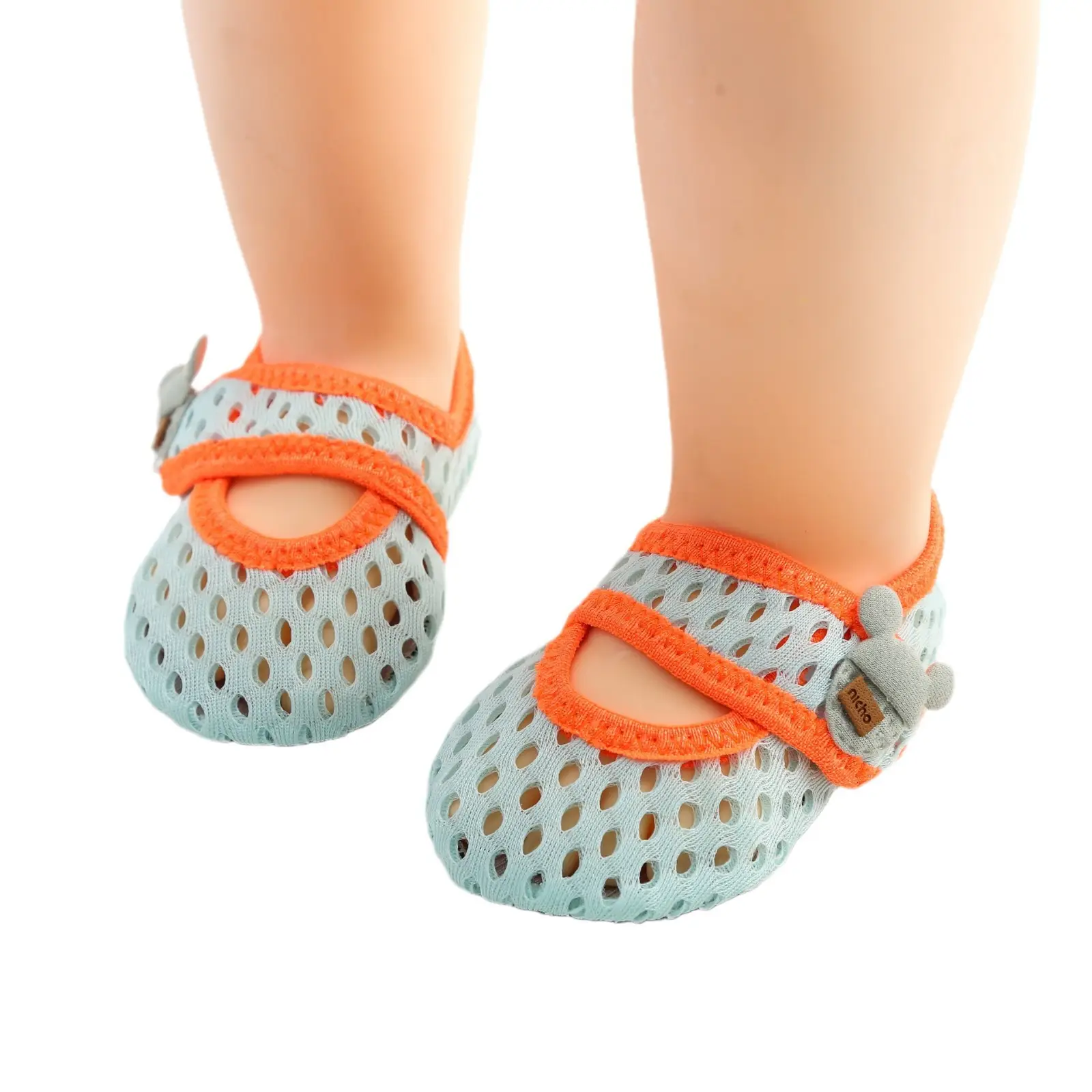 Breathable Mesh Toddler Socks Light Blue Orange - Image 10