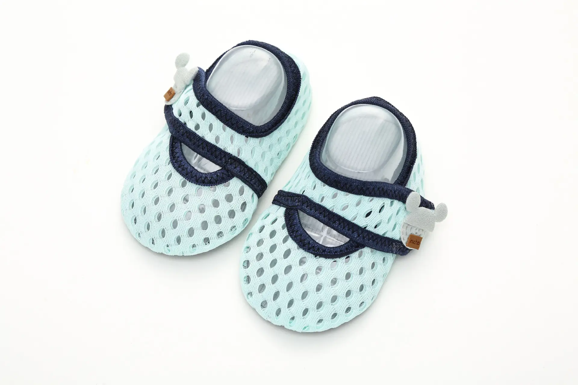 Breathable Mesh Toddler Socks Light Blue Orange - Image 2