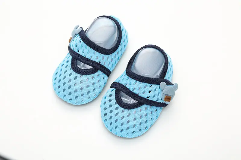 Breathable Mesh Toddler Socks Light Blue Orange - Image 3