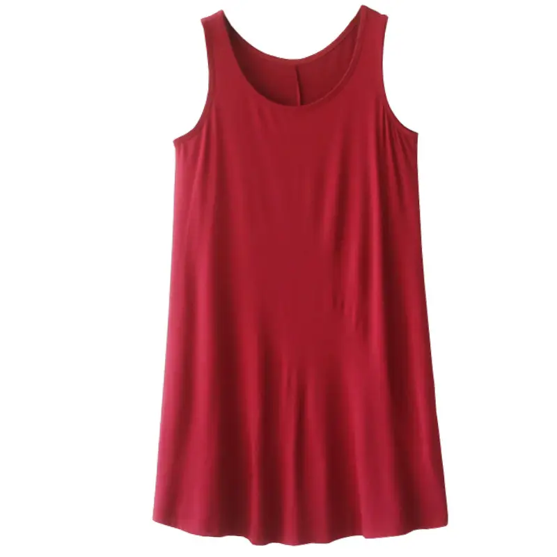 Women's Red Sleeveless Nightgown Plus Size Plus Fat Belly Covering - Image 8