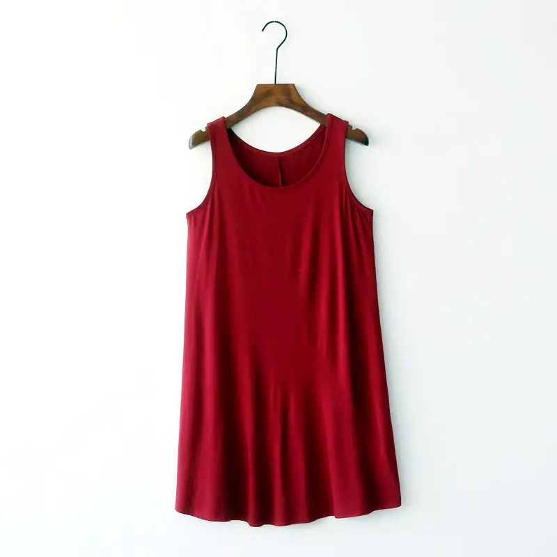 Women's Red Sleeveless Nightgown Plus Size Plus Fat Belly Covering - Image 3