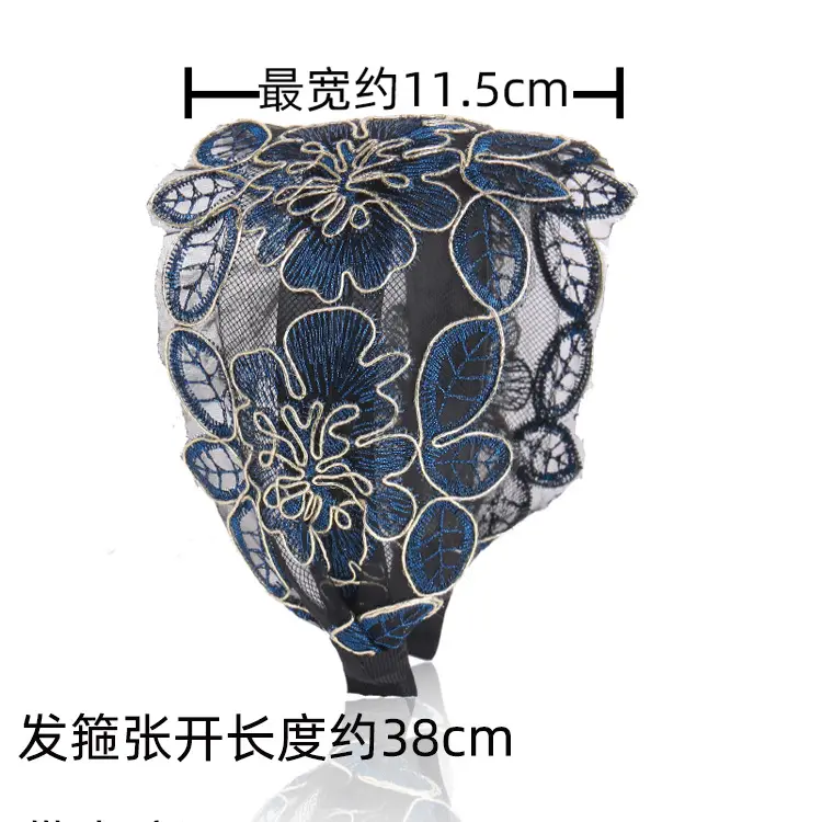 Black Lace Floral Headband for Women - Image 7