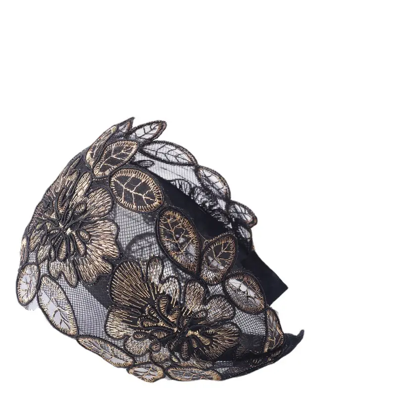 Black Lace Floral Headband for Women - Image 10