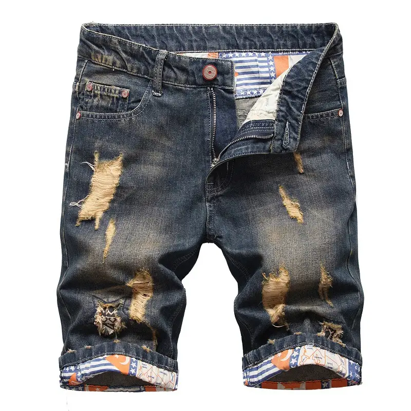 Ripped Denim Shorts for Men 2024 Export Style