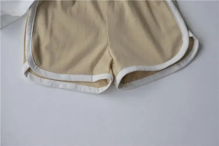 Korean Kids Short Sleeve T-Shirt Suit Beige — feature 23