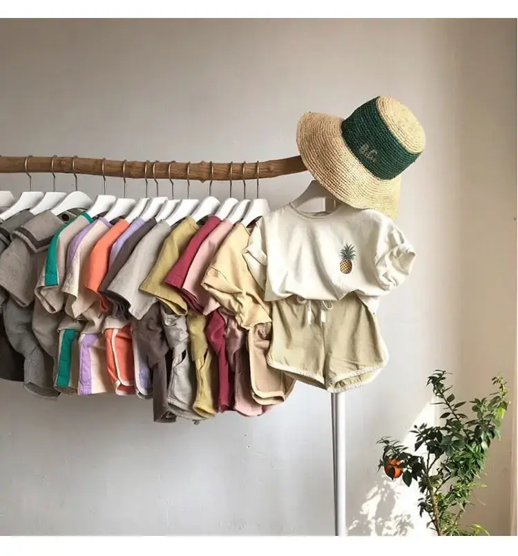 Korean Kids Short Sleeve T-Shirt Suit Beige — feature 7