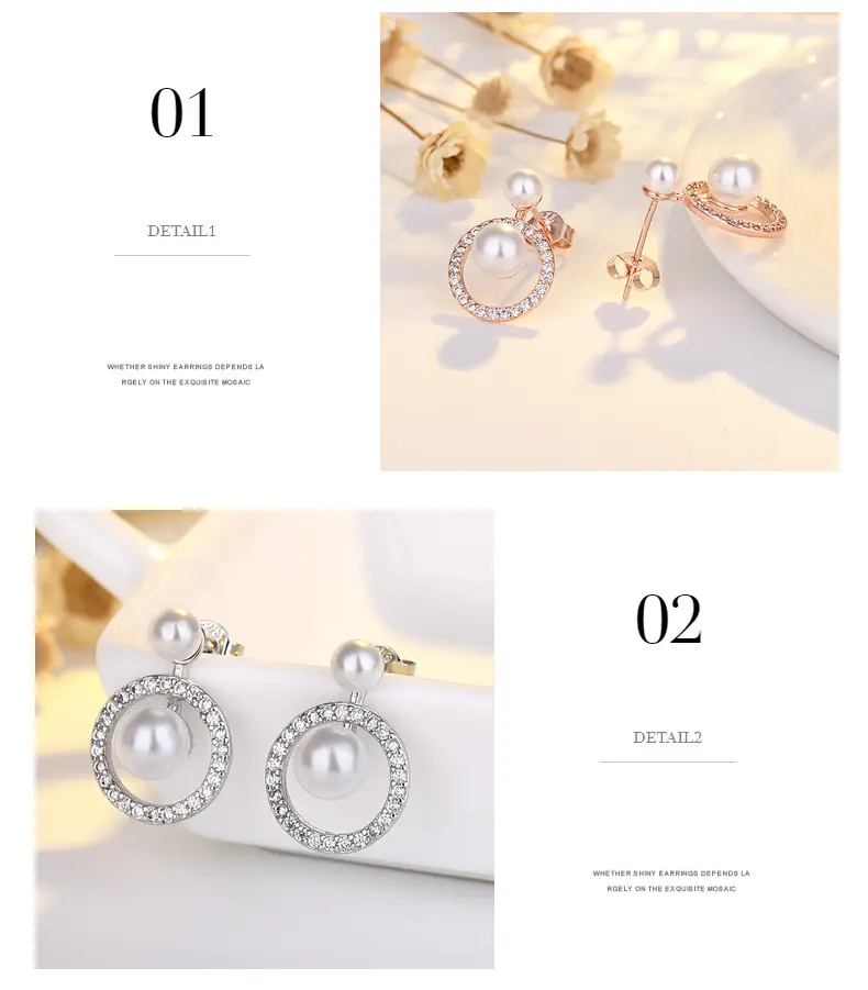Round Pearl Earrings with Crystal Accents — feature 5