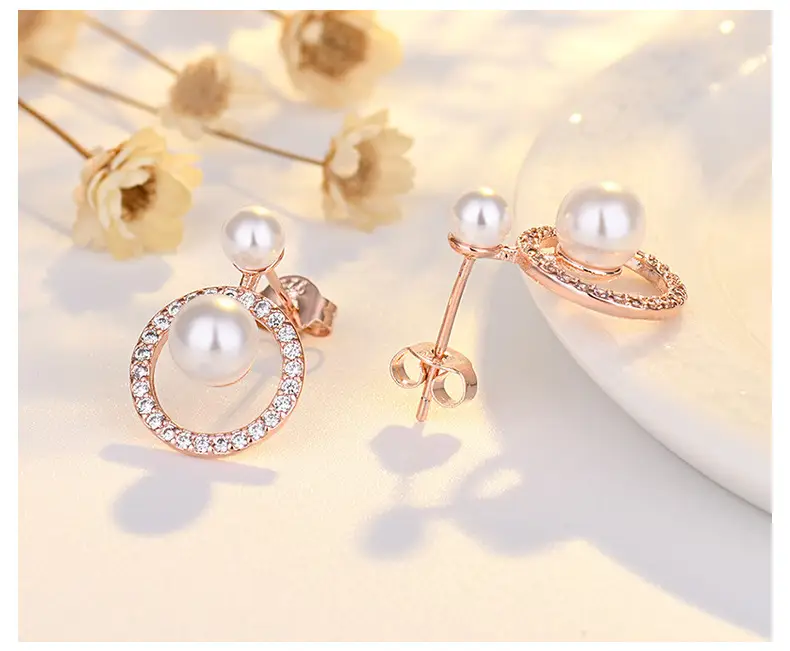 Round Pearl Earrings with Crystal Accents — feature 9