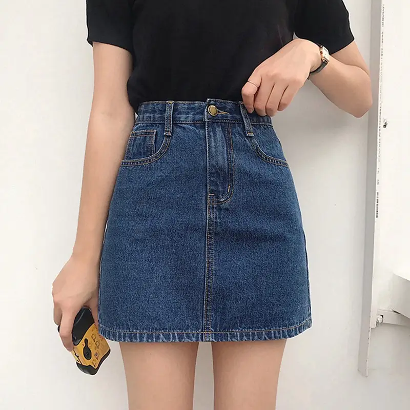 Women Denim High Waist Shorts Black 2021 - Image 3