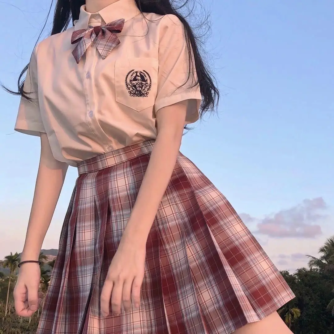 Japanese Plaid Skirt Set for Girls Spring Summer Embroidered - Image 53