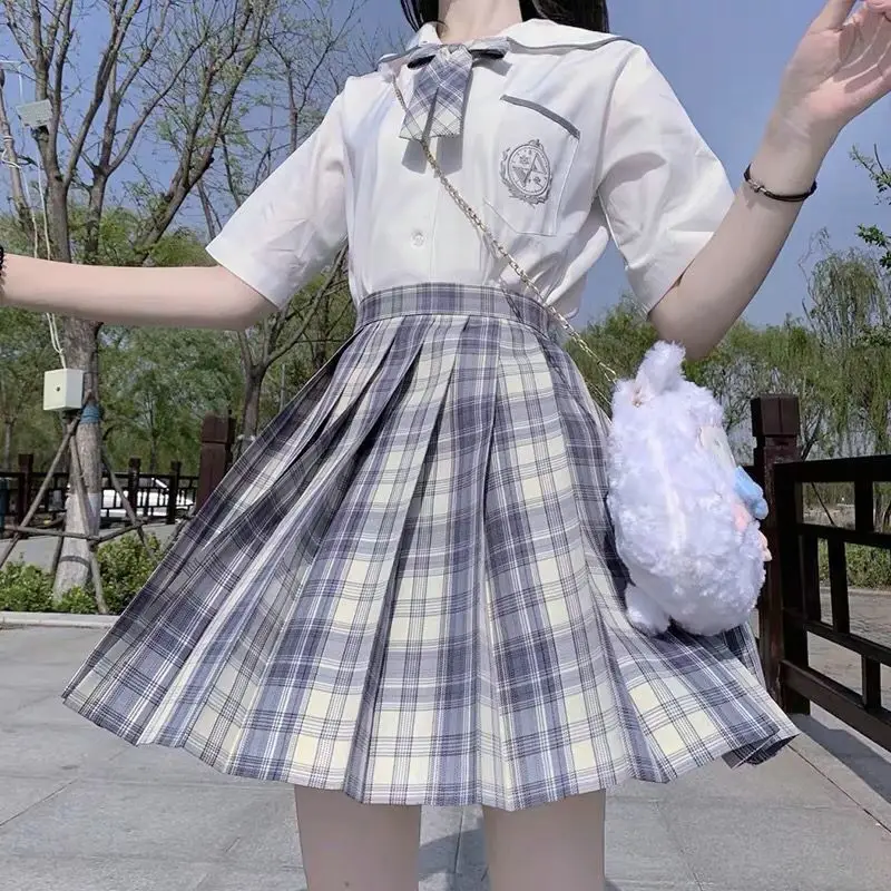 Japanese Plaid Skirt Set for Girls Spring Summer Embroidered - Image 55