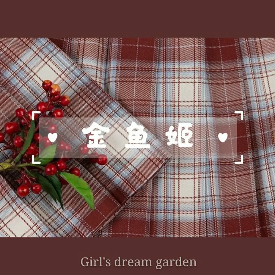 Japanese Plaid Skirt Set for Girls Spring Summer Embroidered - Image 2