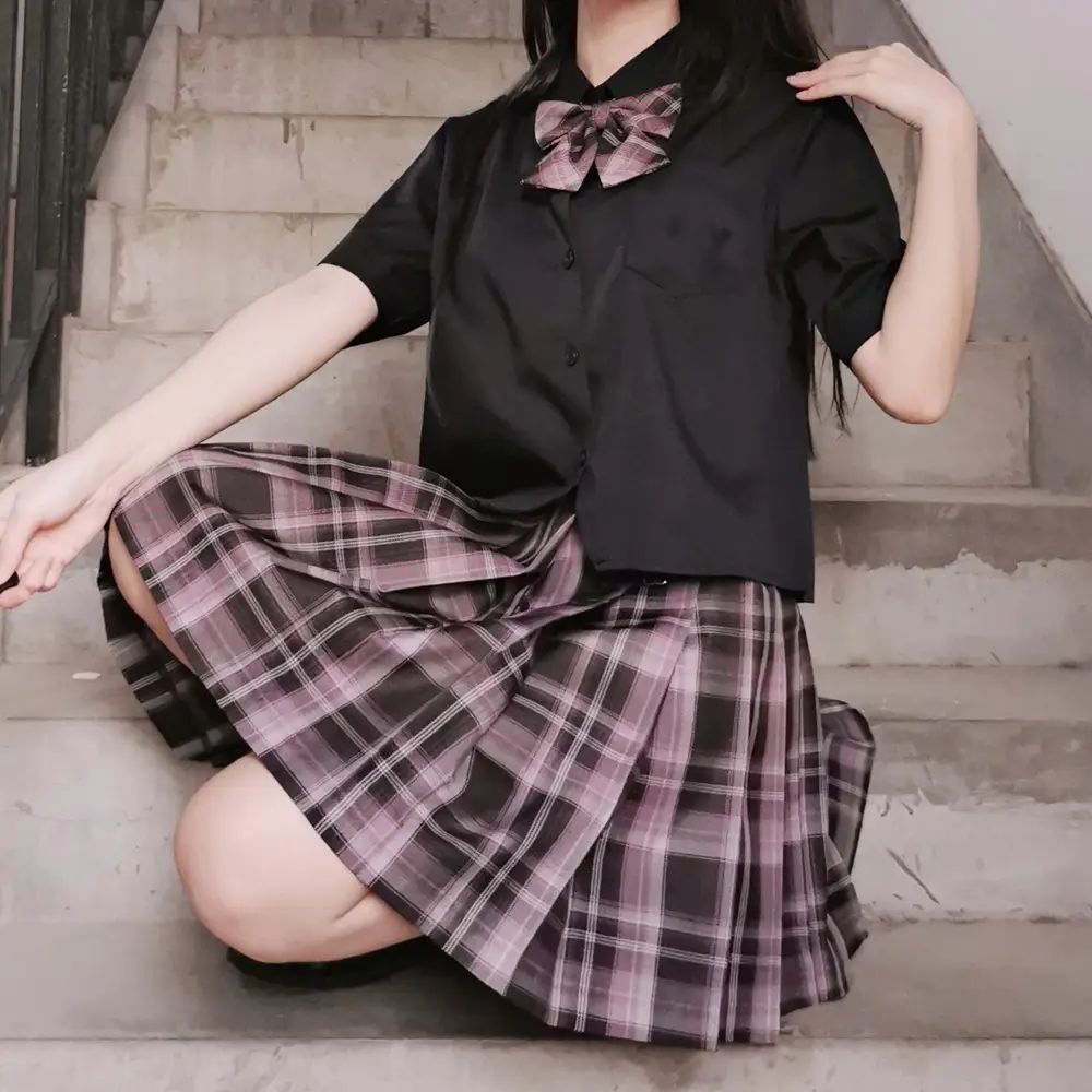 Japanese Plaid Skirt Set for Girls Spring Summer Embroidered - Image 21