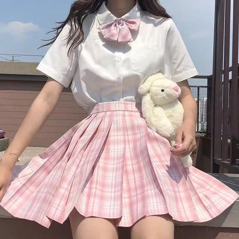 Japanese Plaid Skirt Set for Girls Spring Summer Embroidered - Image 22
