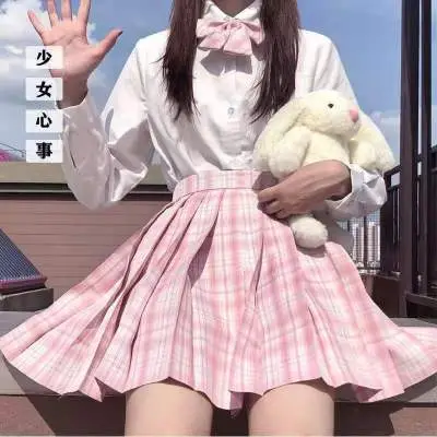 Japanese Plaid Skirt Set for Girls Spring Summer Embroidered - Image 28
