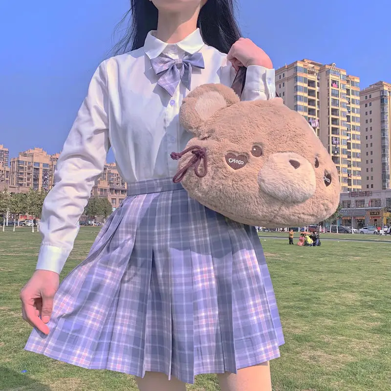 Japanese Plaid Skirt Set for Girls Spring Summer Embroidered - Image 29