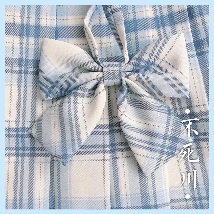 Japanese Plaid Skirt Set for Girls Spring Summer Embroidered - Image 3