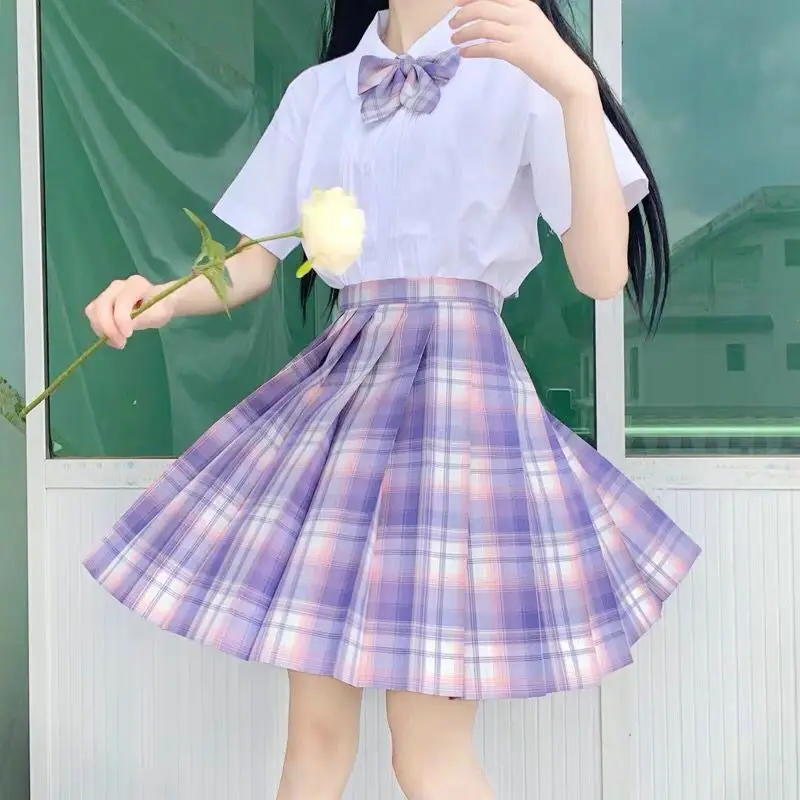 Japanese Plaid Skirt Set for Girls Spring Summer Embroidered - Image 30