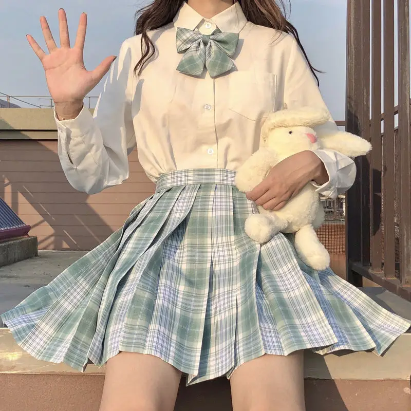 Japanese Plaid Skirt Set for Girls Spring Summer Embroidered - Image 31