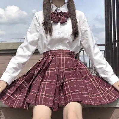 Japanese Plaid Skirt Set for Girls Spring Summer Embroidered - Image 33
