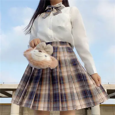 Japanese Plaid Skirt Set for Girls Spring Summer Embroidered - Image 36