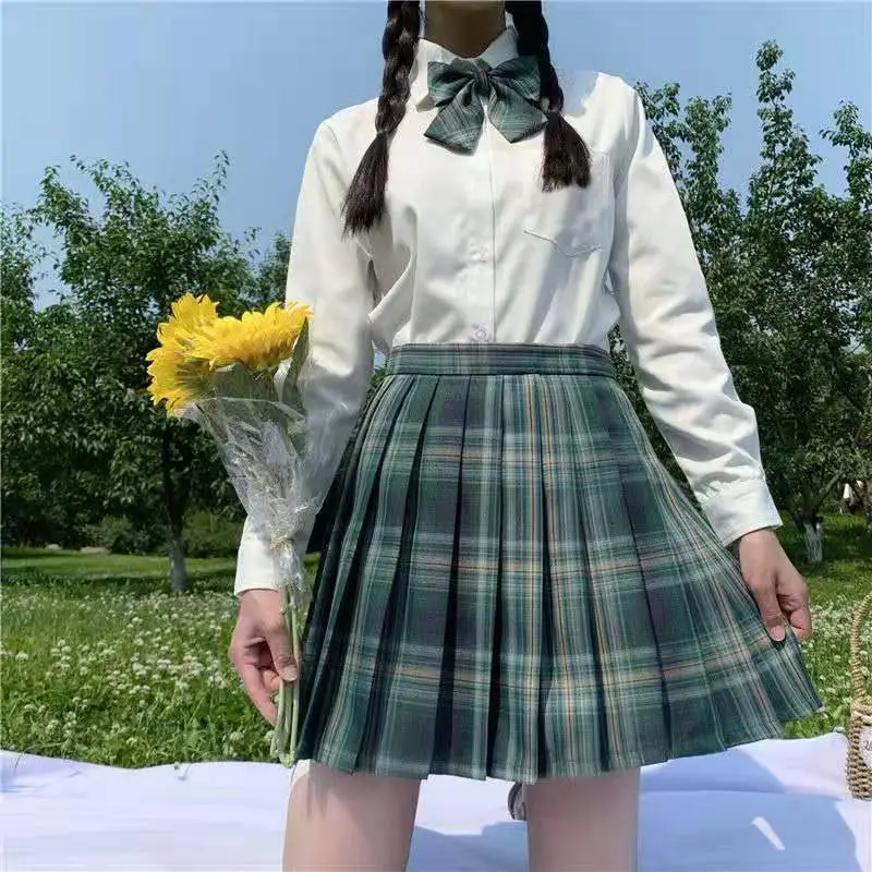 Japanese Plaid Skirt Set for Girls Spring Summer Embroidered - Image 38