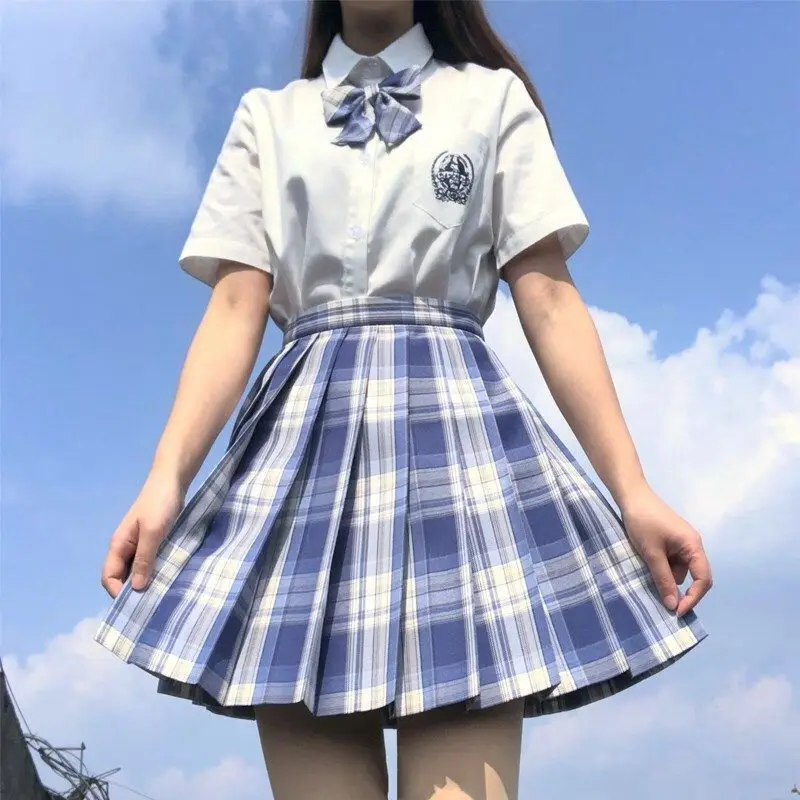 Japanese Plaid Skirt Set for Girls Spring Summer Embroidered - Image 39