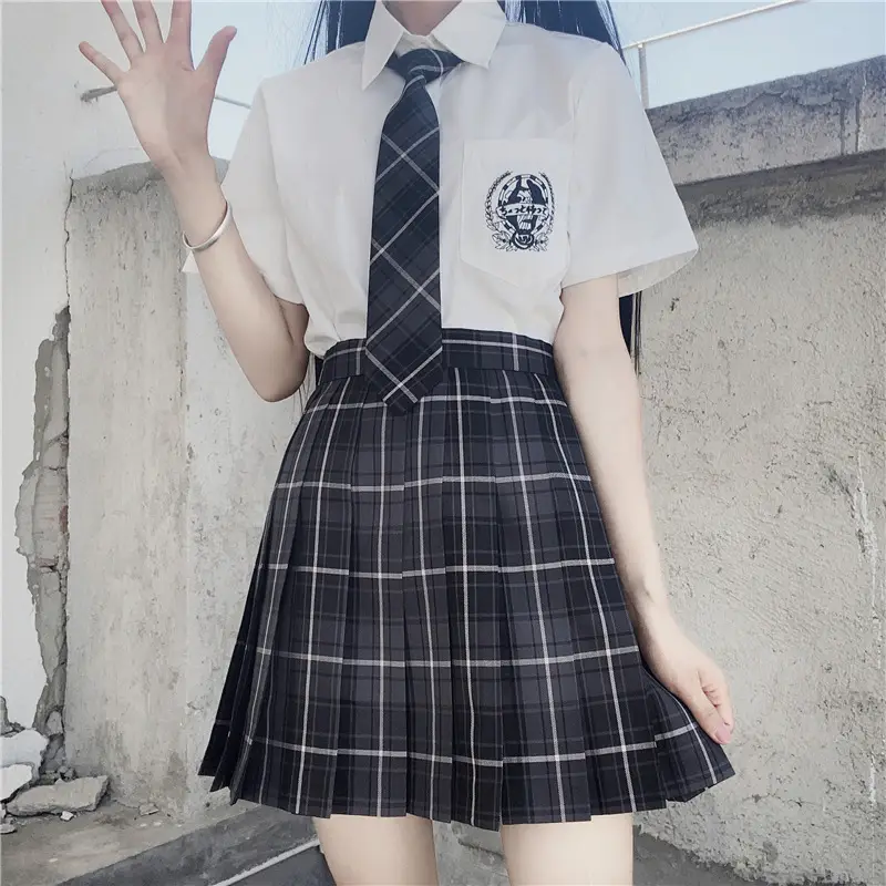 Japanese Plaid Skirt Set for Girls Spring Summer Embroidered - Image 41