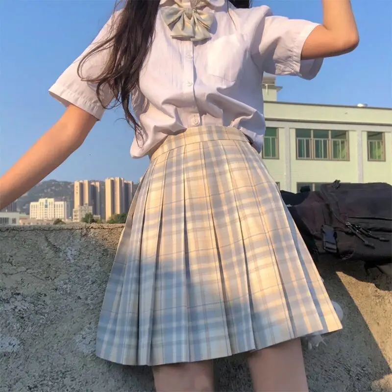 Japanese Plaid Skirt Set for Girls Spring Summer Embroidered - Image 42