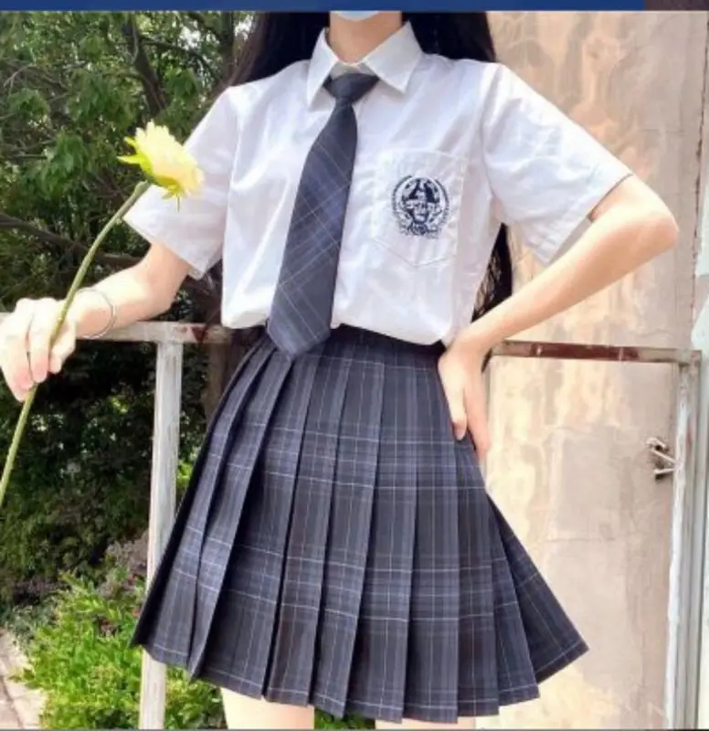 Japanese Plaid Skirt Set for Girls Spring Summer Embroidered - Image 48